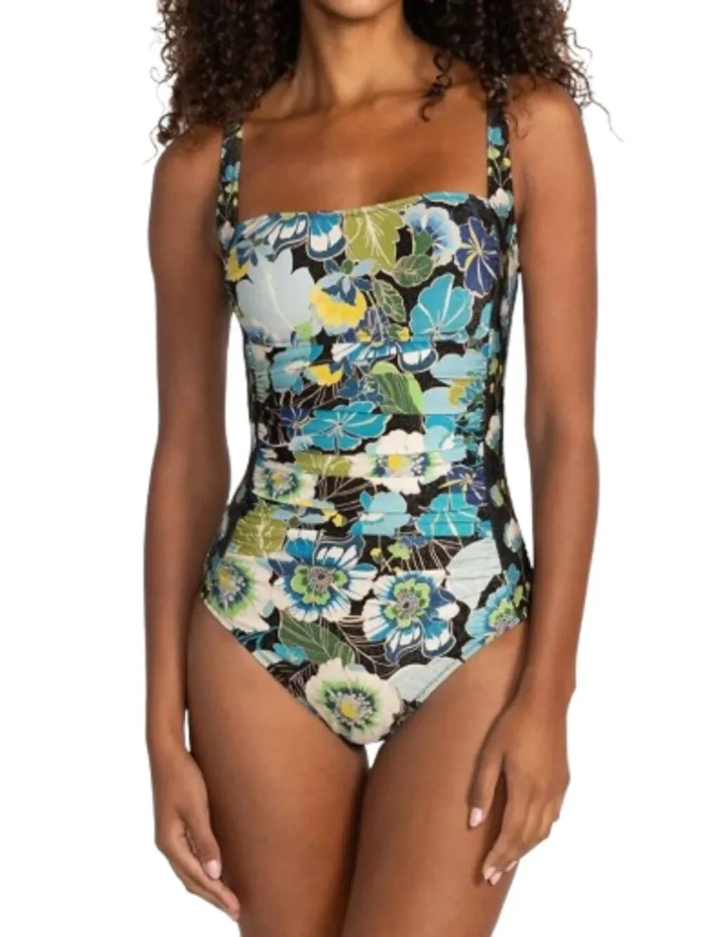 Johnny Was Ruched One Piece Jenn Glittery Swimsuit